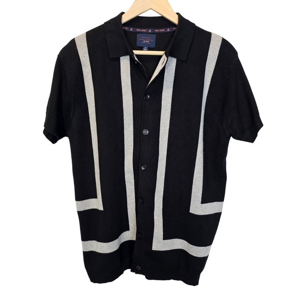 Marc Asher Men's Black Gray Knit Sweater Short Sleeve Top Size Medium - Picture 1 of 11